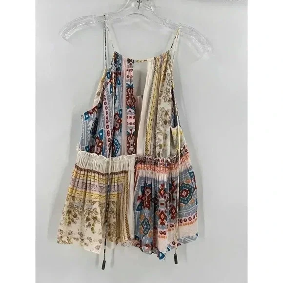 Free People “Bellini” Patchwork Adjustable Tank Oversized Small BOHO Festival EC - Picture 4 of 11